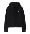 Burberry Womens Brand-embroidery Regular-fit Cotton-jersey Hoody Black In Black