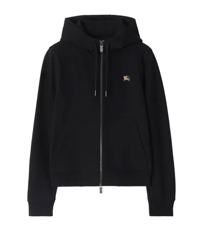Burberry Cotton Knight Stamp Hoodie In Black