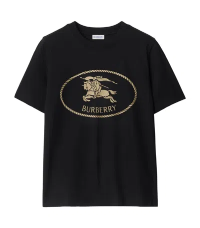 Burberry Black T-shirt With Equestrian Knight Design