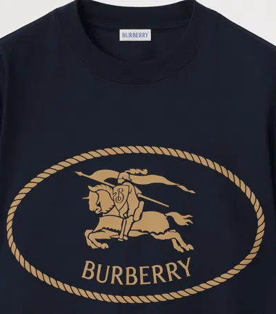 Burberry Cotton Knight Stamp T-shirt In Blue