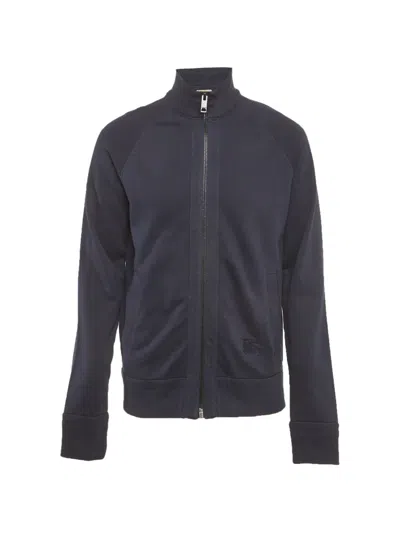 Pre-owned Burberry Cotton Knit Zip-up Jacket In Blue