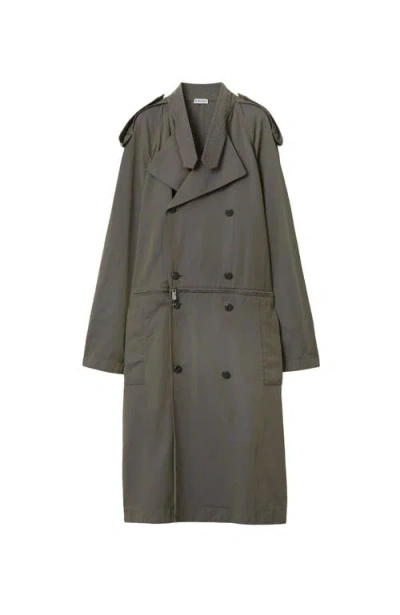 Burberry Cotton-linen Blend Trench Dress In Iron