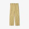 Burberry Cotton Linen Zip Trousers In Hay/artichoke