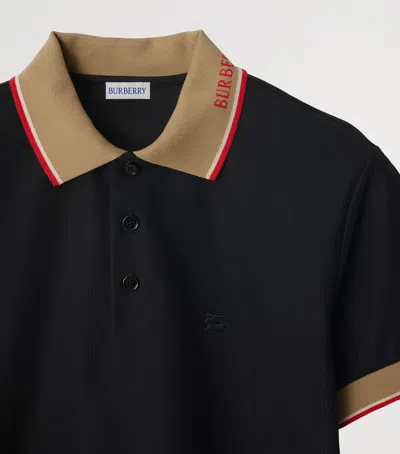 Burberry Cotton Logo-collar Polo Shirt In Black