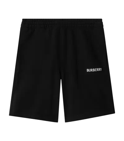 Burberry Logo Cotton Track Shorts In Black
