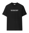 Burberry Men Black Crewneck T-shirt With Logo Lettering On The Front In Cotton Man In Black
