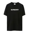 Burberry Men Black Crewneck T-shirt With Logo Lettering On The Front In Cotton Man In Black