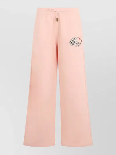Burberry Cotton Sports Trousers With Logo Embroidery In Pink