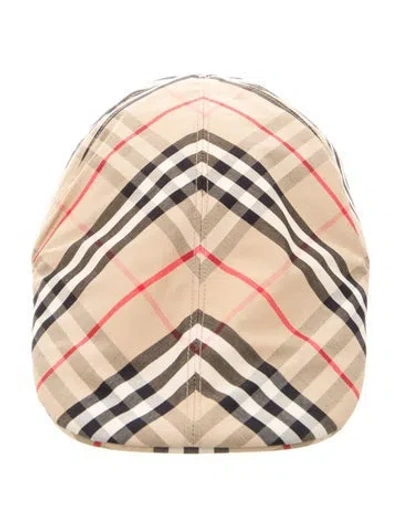 Pre-owned Burberry Cotton Long Bill Cap In Neutral