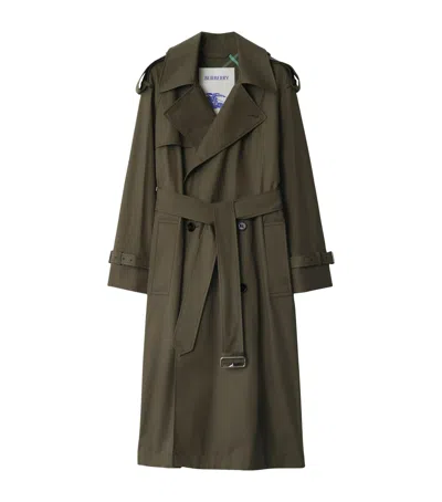 Burberry Cotton Long Castleford Trench Coat In Brown