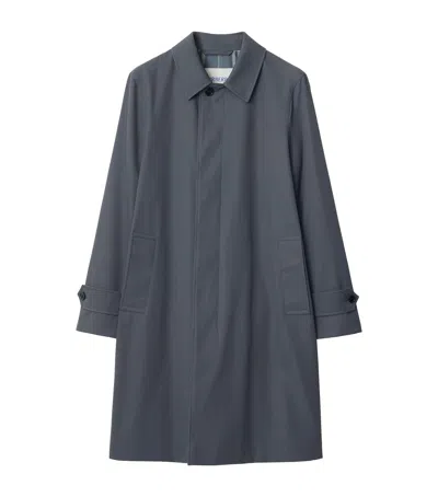 Burberry Cotton Long Gabardine Car Coat In Gray