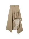 Burberry Heather Belted Asymmetric Cotton-gabardine Midi Skirt In Brown