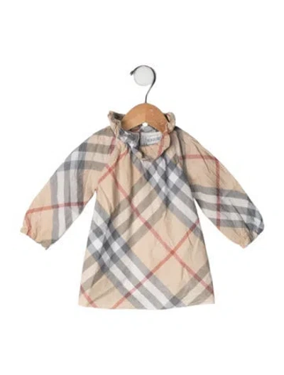 Pre-owned Burberry Babies' Cotton Long Sleeve Top Set In Neutrals