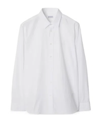 Burberry Cotton Poplin Ekd-embroidered Formal Shirt In White