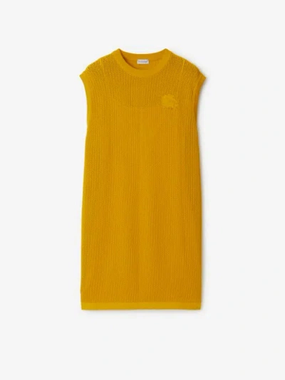 Burberry Cotton Mesh Dress In Yellow