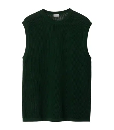 Burberry Cotton Mesh Sleeveless T-shirt In Green