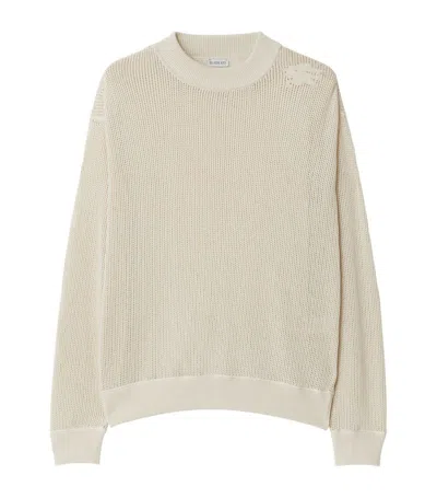 Burberry Cotton Mesh Sweater In Soap