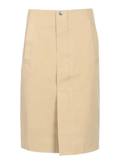 Burberry Cotton Midi Skirt Skirts Beige