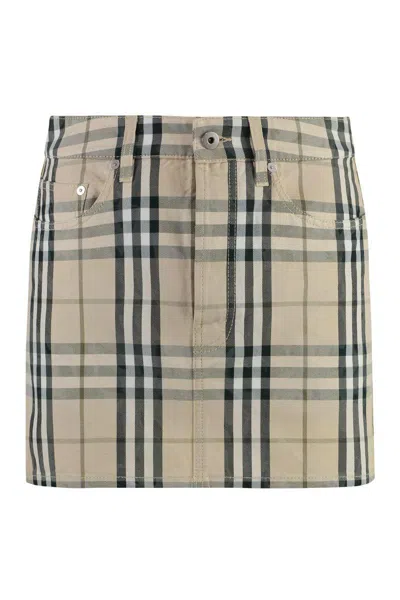 Burberry Cotton Mini-skirt In Beige