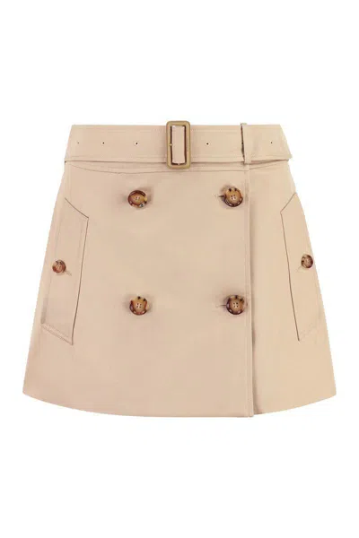 Burberry Cotton Mini-skirt In Beige