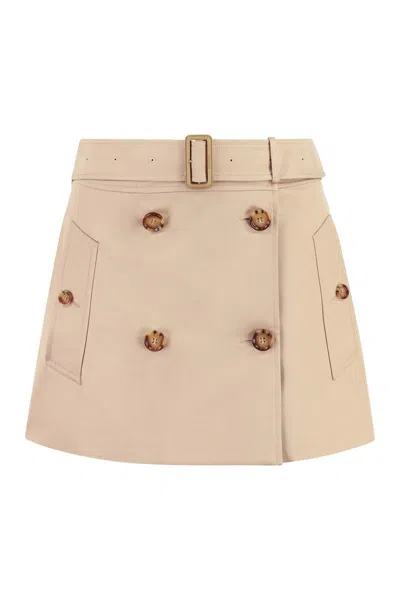 Burberry Woman Mini Skirt Beige Size 6 Cotton