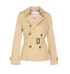 Burberry Short Trench Coat With Belt In Beige