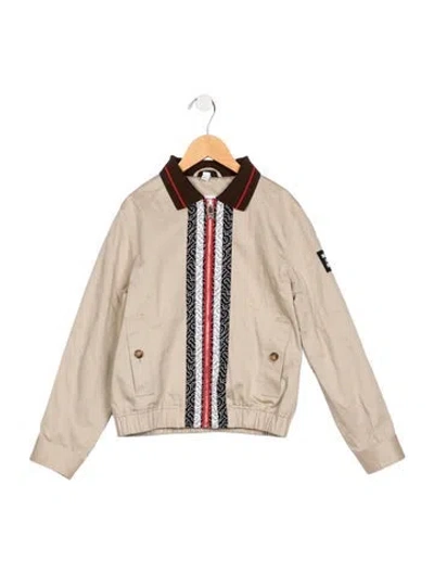 Pre-owned Burberry Kids' Cotton Neutral And Multicolor Patterned Jacket With Front Zip Closure In Neutrals