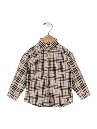 Pre-owned Burberry Babies' Cotton Neutral Patterned Long Sleeve Button Up Shirt
