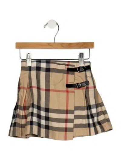 Pre-owned Burberry Babies' Cotton Neutral Patterned Skirt With Buckle And Button Closure