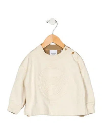 Pre-owned Burberry Babies' Cotton Neutral Patterned Sweatshirt With Side Button Closure