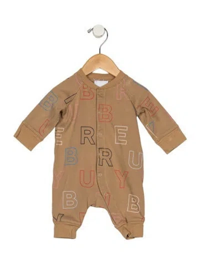 Pre-owned Burberry Babies' Cotton Neutral Patterned Two Piece Set With Snap Closure In Neutrals