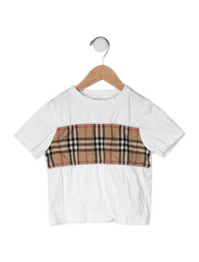 Pre-owned Burberry Babies' Cotton Nova Check Accent T Shirt In White