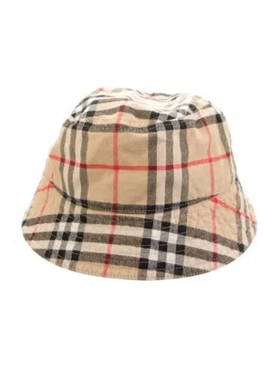 Pre-owned Burberry Cotton Nova Check Bucket Hat In Neutrals