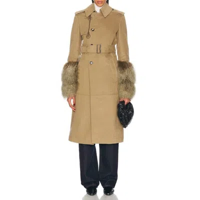 Burberry Cotton Nylon Long Belted Trench Coat In Nude