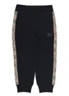 Burberry Jackson Check Trim Cotton Jogging Pants In Black