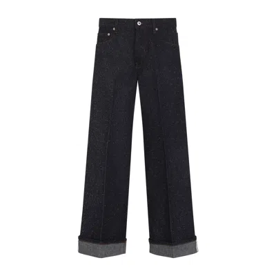 Burberry Blue Cotton Nylon Straight-leg Jeans In Black