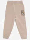 Burberry Cotton Pants With Check Application In Beige