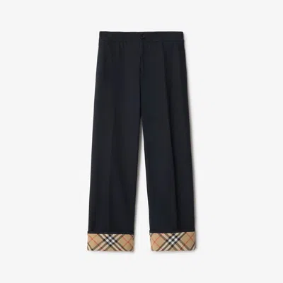 Burberry Straight-leg Checked Trim Trousers In Black