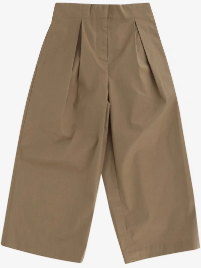 Burberry Kids' Cotton Pants With Pleats In Beige