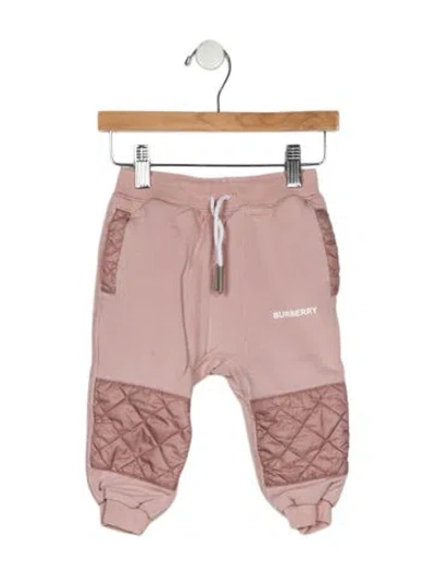 Pre-owned Burberry Babies' Cotton Pink And White Patterned Sweatpants With Pockets And Drawstring Waist In Multi