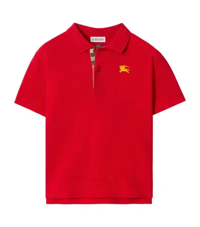 Burberry Kids' Cotton Piqué Ekd Polo Shirt In Red