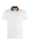 Burberry Check-collar White Polo Shirt With Three-button Placket