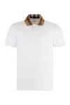Burberry Check-collar White Polo Shirt With Three-button Placket