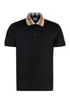 Burberry Cody Polo Shirt With Check Collar In Blue