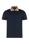 Burberry Cody Polo Shirt With Check Collar In Blue