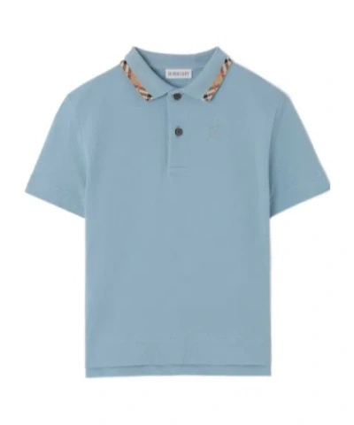 Burberry Kids' Cotton Pique Polo Shirt In Blue