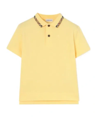 Burberry Kids' Cotton Pique Polo Shirt In Yellow