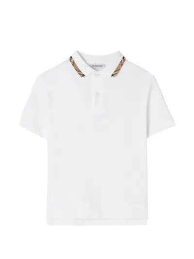 Burberry Kids' Cotton Pique Polo Shirt In White