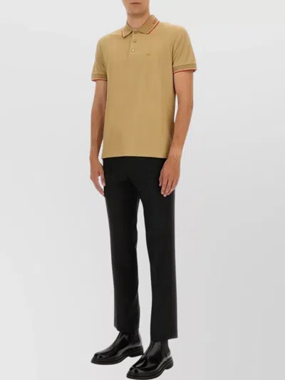 Burberry Cotton Pique Polo Short Sleeves In Neutral