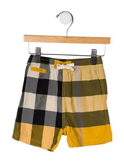 Pre-owned Burberry Babies' Cotton Plaid Shorts In Yellow